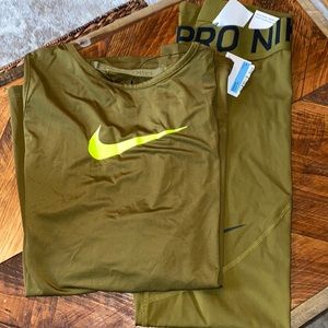 Womens Nike workout set size medium olive green.
